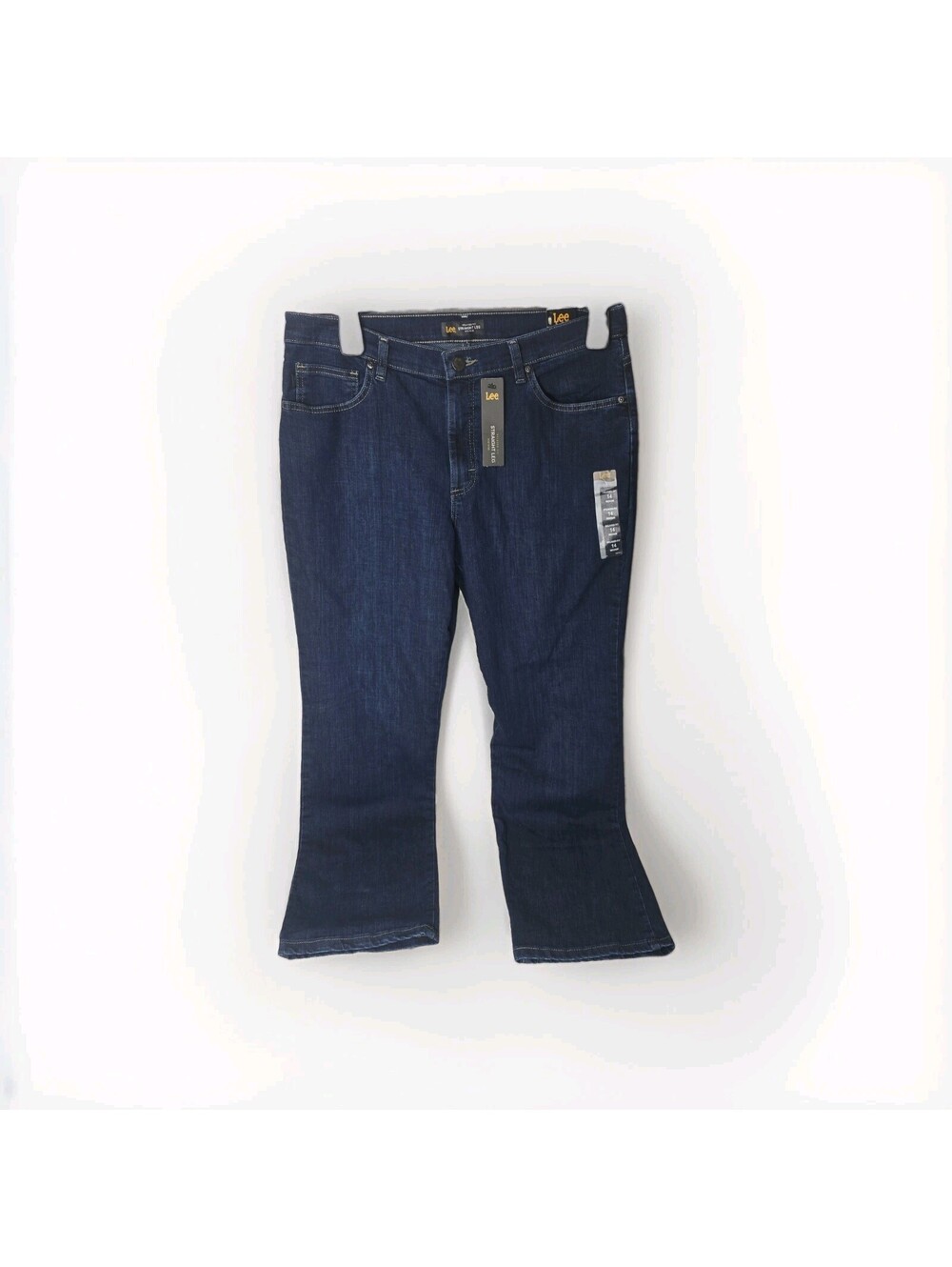 Lee Women's 14 Dark Wash Relaxed Fit Straight Leg Mid Rise Denim Jeans NWT